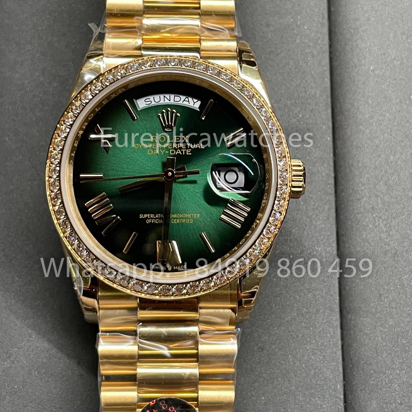 Rolex Day Date 128238-0118 Bezel Diamond 1:1 Best Clone 8+ 팩토리 Counterweight Version