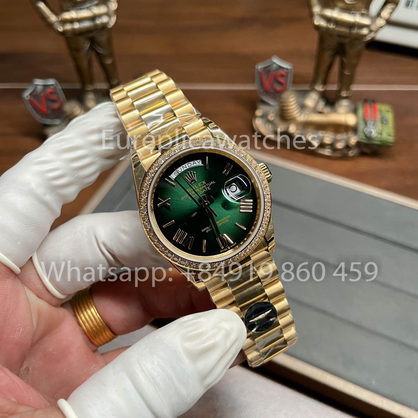 Rolex Day Date 128238-0118 Bezel Diamond 1:1 Best Clone 8+ 팩토리 Counterweight Version
