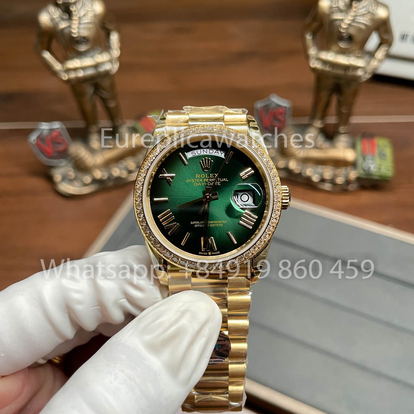 Rolex Day Date 128238-0118 Bezel Diamond 1:1 Best Clone 8+ 팩토리 Counterweight Version