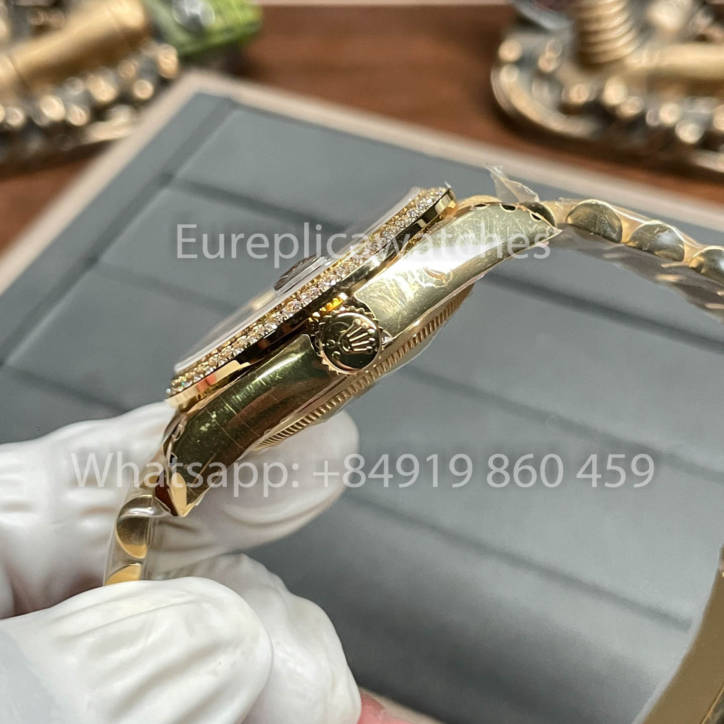 Rolex Day Date 128238-0118 Bezel Diamond 1:1 Best Clone 8+ 팩토리 Counterweight Version