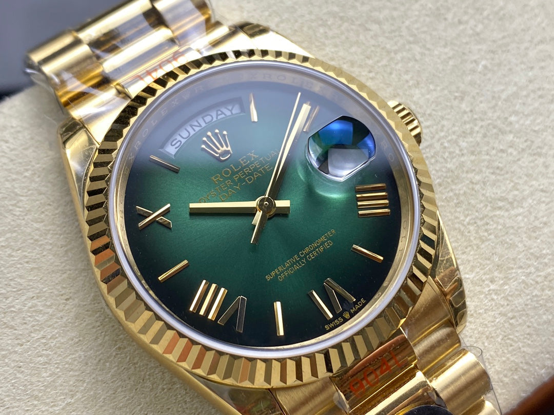Rolex Day Date 128238-0118 옐로 골드 1:1 Best Clone 8+ 팩토리 Counterweight Version