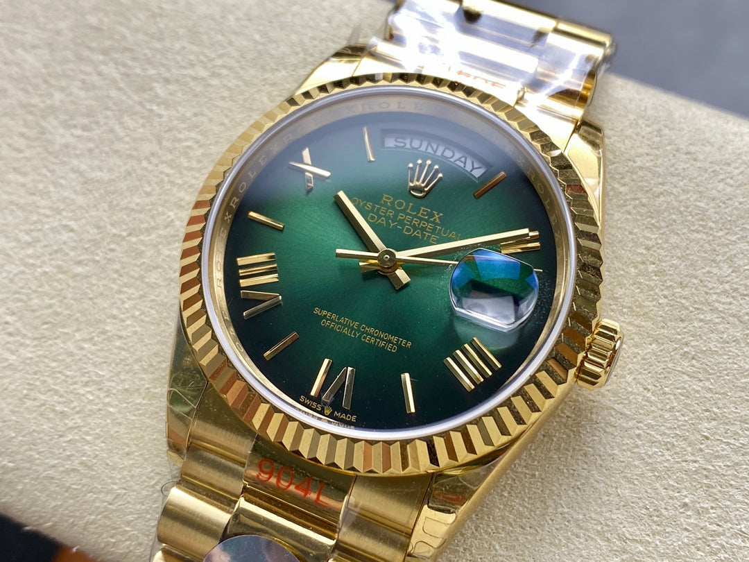Rolex Day Date 128238-0118 옐로 골드 1:1 Best Clone 8+ 팩토리 Counterweight Version