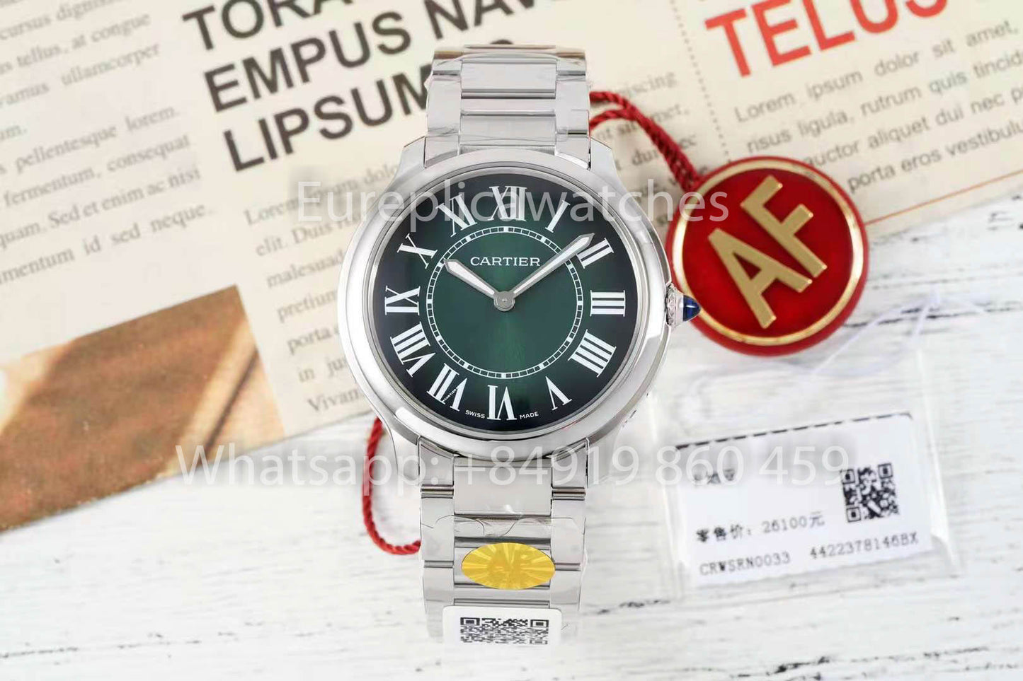 Cartier Ronde Must De Cartier 36mm 1:1 Best Clone AF 팩토리 그린 다이얼