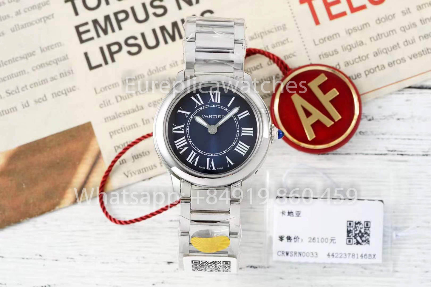 Cartier Ronde Must De Cartier 29mm 1:1 Best Clone AF 팩토리 블루 다이얼