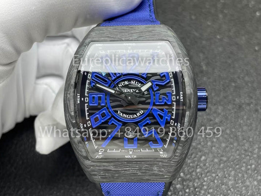 Franck Muller Vanguard V45 Carbon Fiber 1:1 Best Clone 블루 Strap