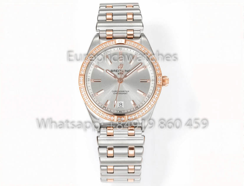 Breitling Chronomat 36 UNWORN 2022 A10380591L1A1 Series 1:1 Super Clone BLS 팩토리 로즈 골드 and Silver