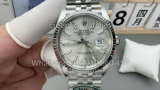 롤렉스 데이트저스트 M126234-0013 36MM أحدث إصدار 1:1 أفضل استنساخ نظيف قرص فضي