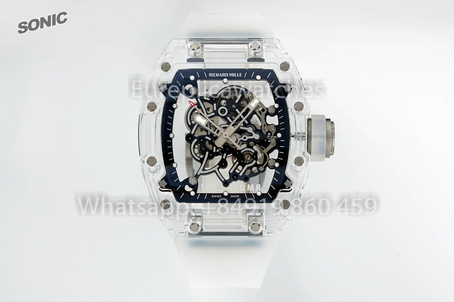 RICHARD MILLE RM055 AET REMOULD Transparent 블랙 Strap 1:1 베스트 버전 Sonic 팩토리