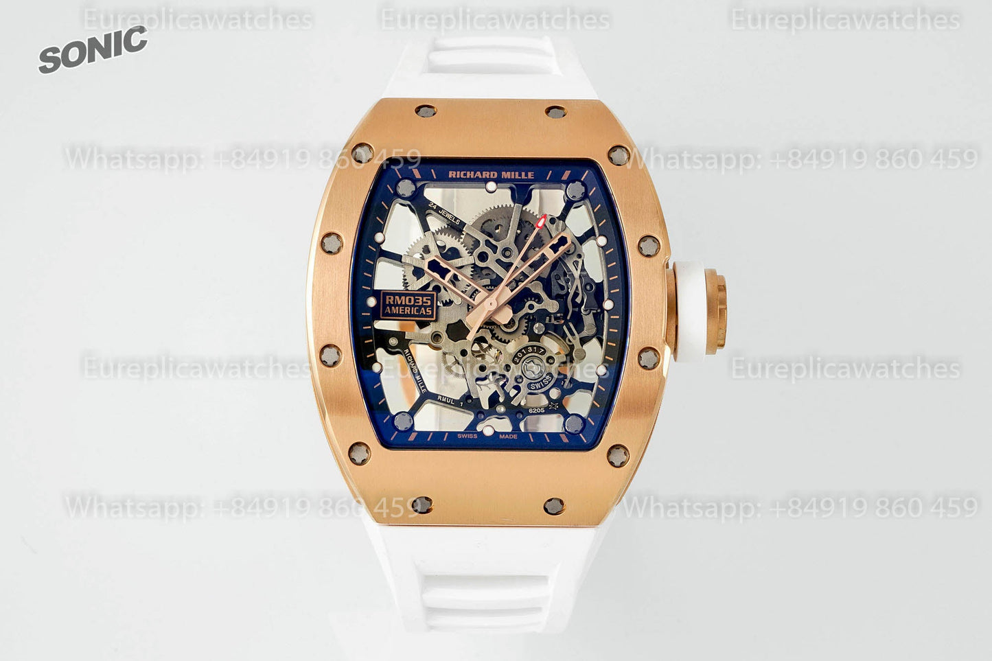 Richard Mille RM035 Americas Gold Toro 1:1 베스트 버전 Sonic 팩토리 V4 화이트 Strap