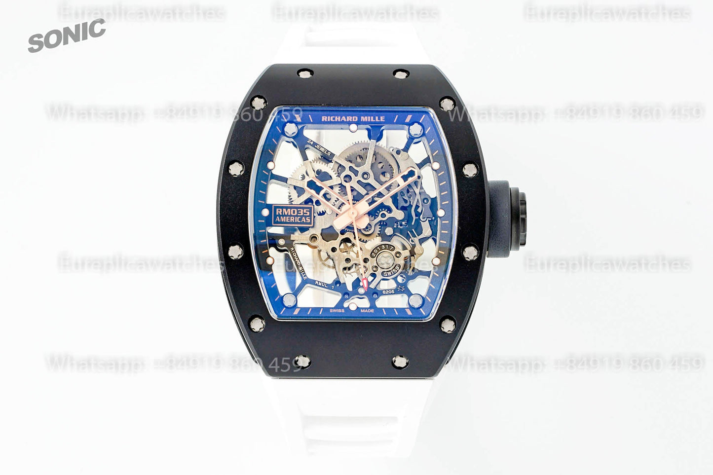 Richard Mille RM035 Americas 블랙 Toro 1:1 베스트 버전 Sonic 팩토리 V4 화이트 Strap