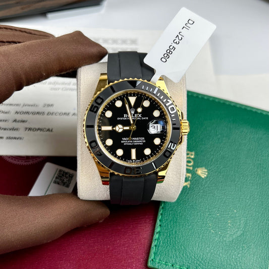 롤렉스 Yacht-Master 42 로즈 골드 Мужские часы 126655 18k 옐로 골드 с покрытием