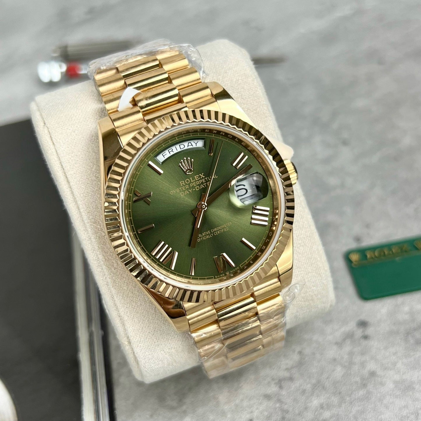 롤렉스 Day-Date 40 228235 Gold Filled 18k with 167 gram weight 그린 다이얼