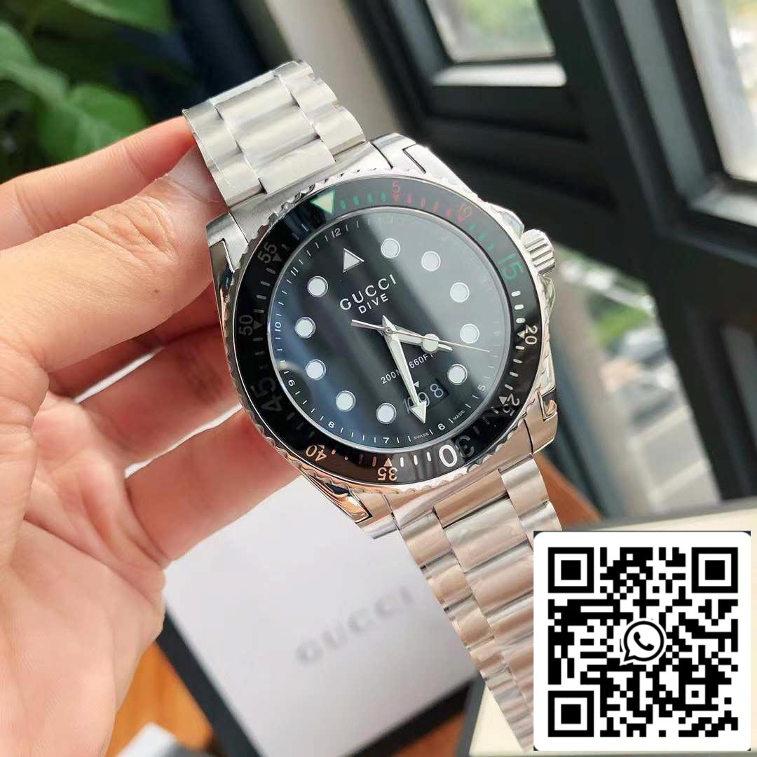 Мужские часы Gucci Dive с аналоговым дисплеем и швейцарским кварцем 블랙 136,2 Best 1:1 에디션