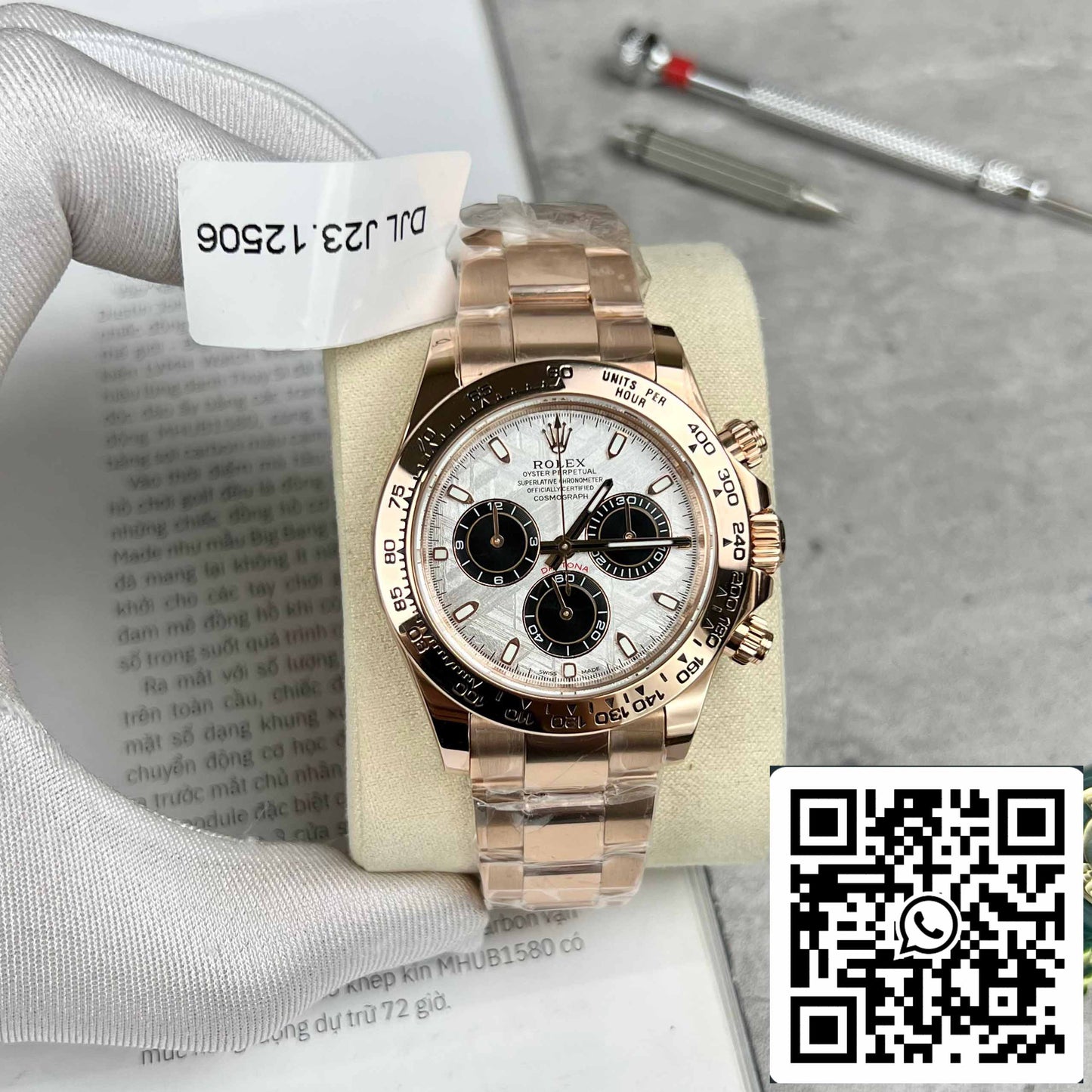 Best Replica 롤렉스 Cosmograph 데이토나 116505 로즈 골드 Meteorite Dial - 18k 로즈 골드 coated