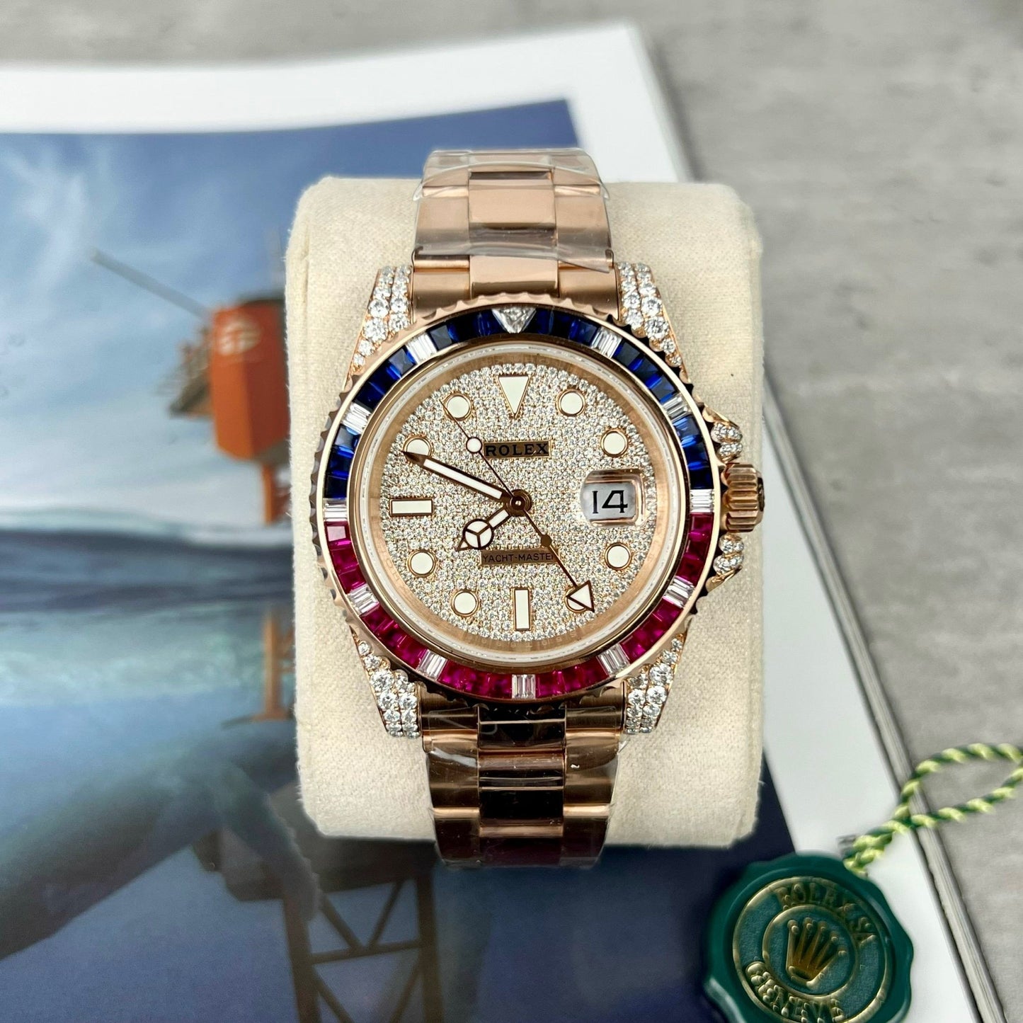 롤렉스 GMT-Master II 126755 SARU-DIAO Best 1:1 에디션 Ruby Stone and Moissanite 18k gold