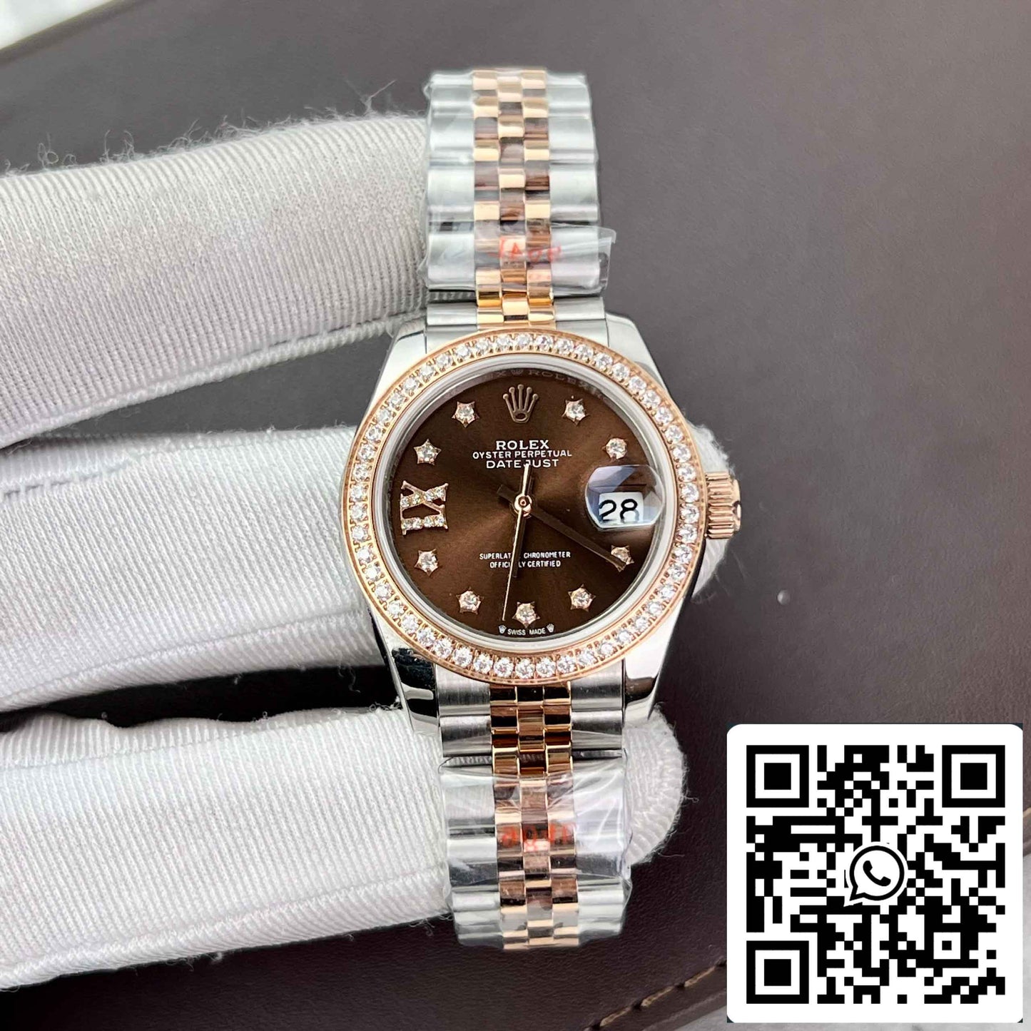 Replica 롤렉스 Lady-데이트저스트 28 279171-0003 Chocolate dial EW 팩토리 Best 에디션