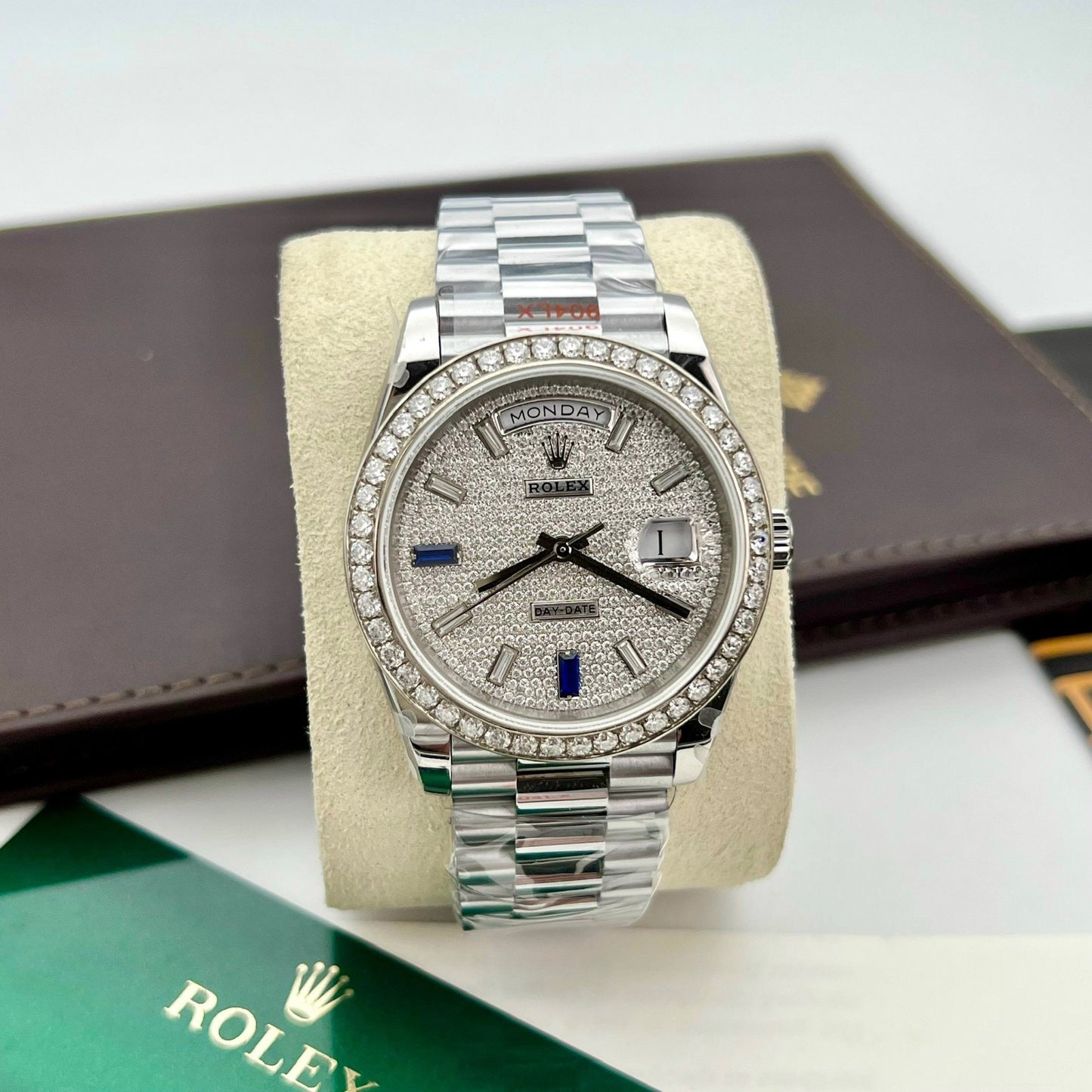롤렉스 Day Date 40 228349RBR Bezel Diamonds Dial 1:1 Best 에디션 Counterweight version