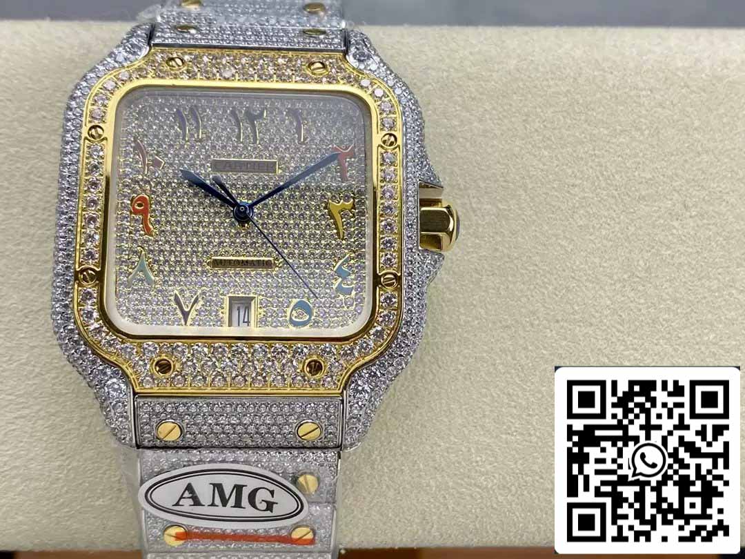 مينا سانتوس دي كارتييه الماسي الرقمي الملون 1:1 أفضل AMG سواروفسكي ستون