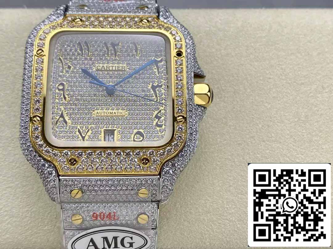 قرص سانتوس دي كارتييه الرقمي الماسي 1:1 أفضل مجوهرات AMG من سواروفسكي ستون