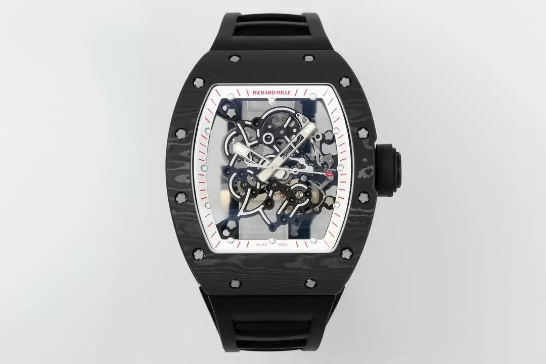 RICHARD MILLE RM055 RM-055 ZF 2024 1:1 Best 에디션 Carbon Fiber Case 블랙 Rubber