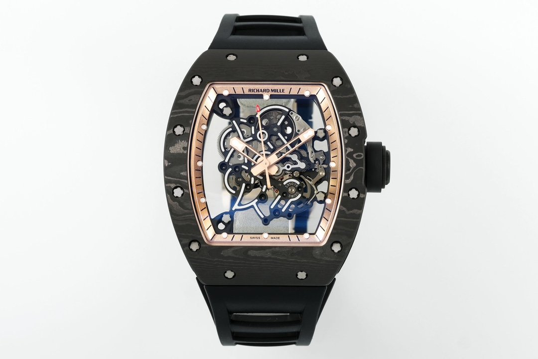 RICHARD MILLE RM055 ZF 2024 1:1 Best 에디션 Carbon Fiber Case 로즈 골드 Dial