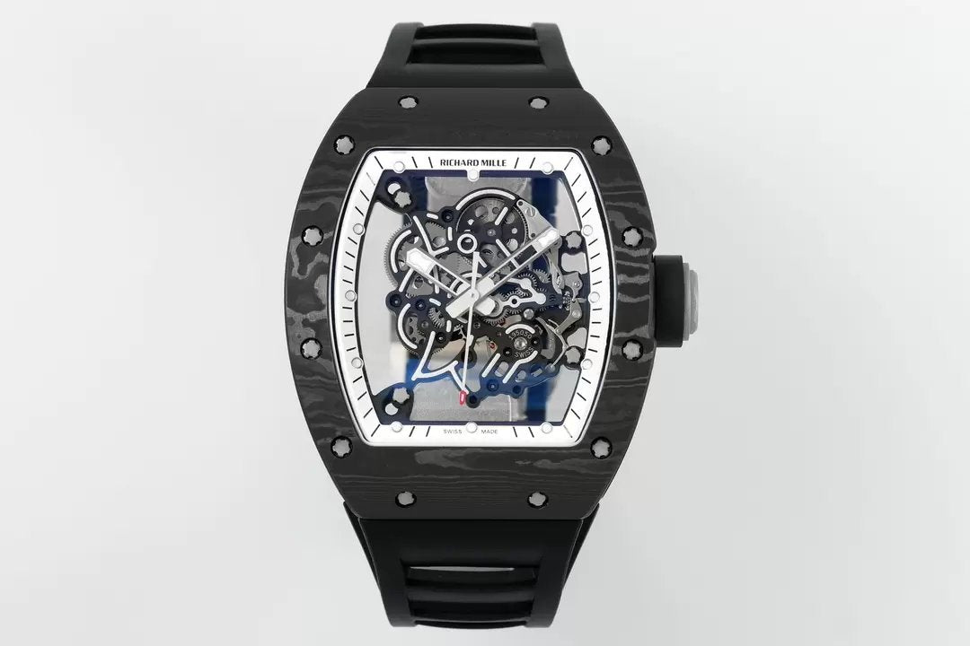 RICHARD MILLE RM055 ZF 2024 1:1 Best 에디션 Carbon Fiber Case 화이트 다이얼