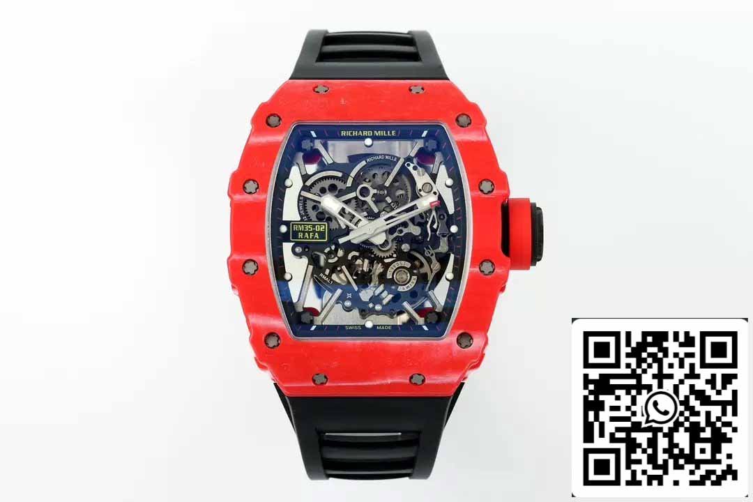 Richard Mille RM035-02 NTPT Carbon 1:1 Best 에디션 ZF 팩토리 Red Demon Version 블랙 Strap