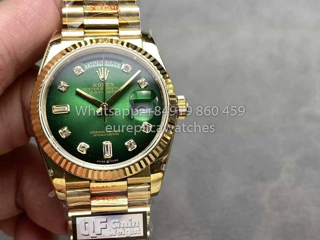 롤렉스 Day Date 128238-0069 QF 팩토리 1:1 Best Clone 그린 Diamond Dial