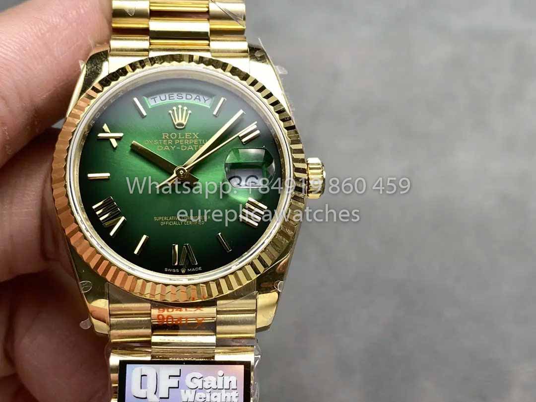 롤렉스 Day Date M128238 QF 팩토리 1:1 Best Clone Numeral 그린 다이얼