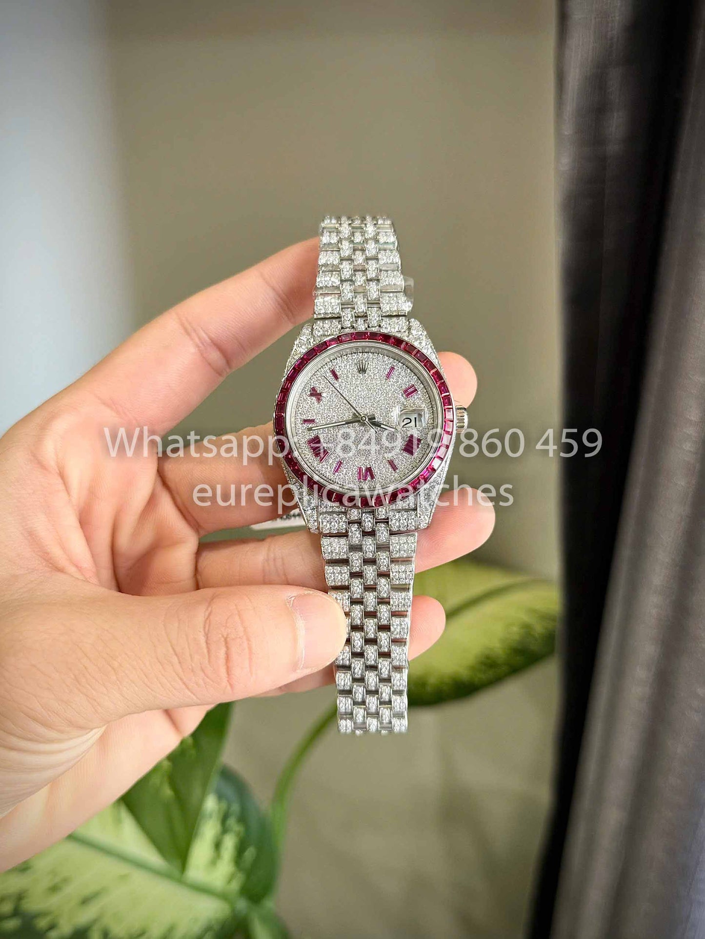 롤렉스 데이트저스트 41 - 126300 Iced Out Custom Moissanite and Ruby Saphire stone 1:1 Best Clone