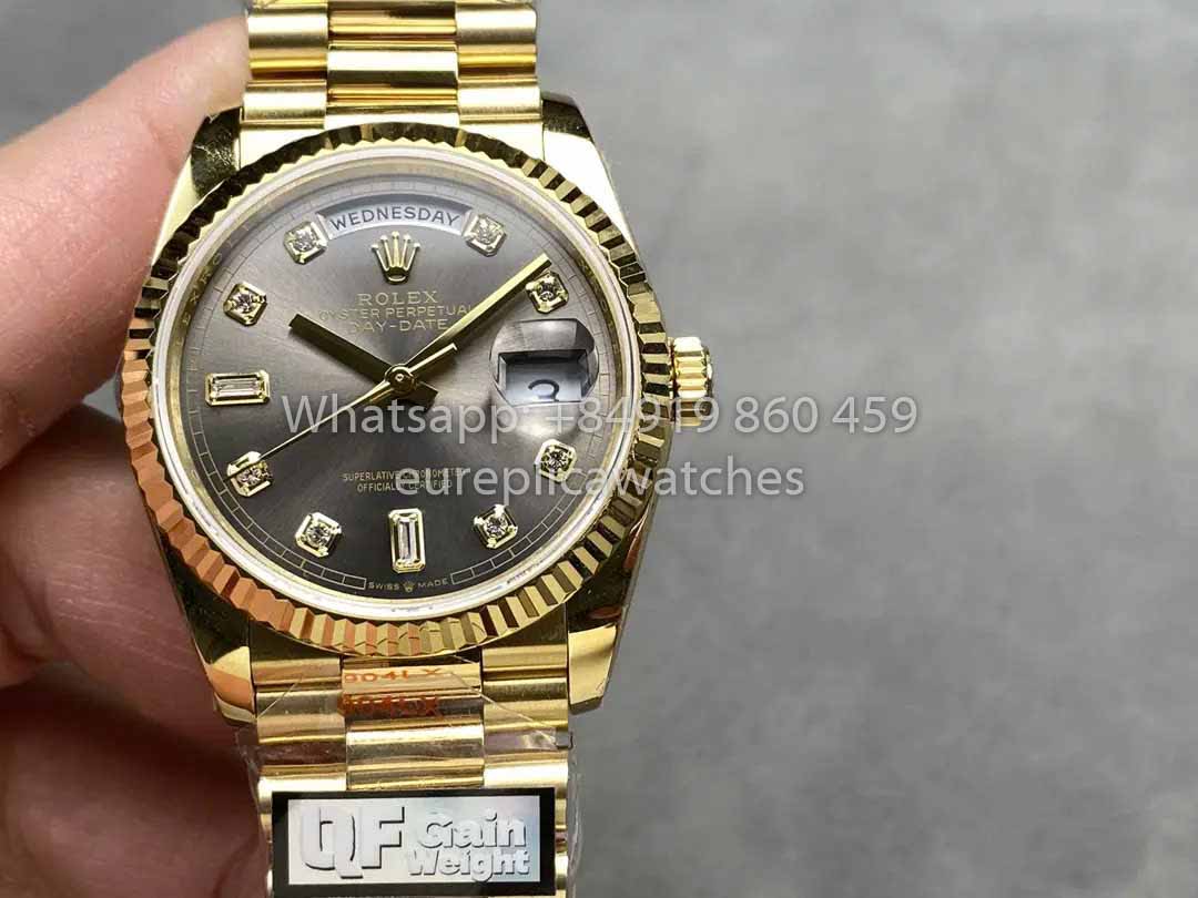 롤렉스 Day Date M128235 purple mother of pearl QF 팩토리 1:1 Best Clone 옐로 골드 36