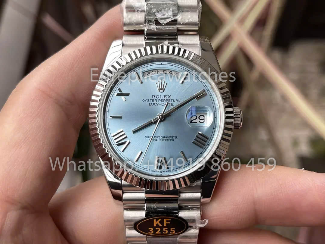 롤렉스 화이트 Gold Day Date 40 228236 إطار بلاتيني مخدد 1:1 Best Clone KF 팩토리 215 جرام