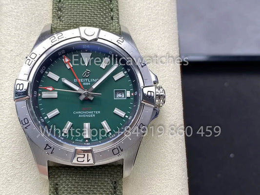 Breitling Avenger 오토매틱 GMT 44 BLS 팩토리 1:1 Best Clone 그린 다이얼 Velcro Strap