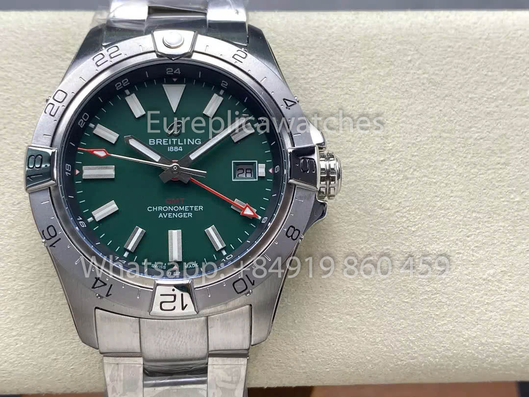 Breitling Avenger 오토매틱 GMT 44 BLS 팩토리 1:1 Best Clone 그린 다이얼 스테인리스 스틸 Strap