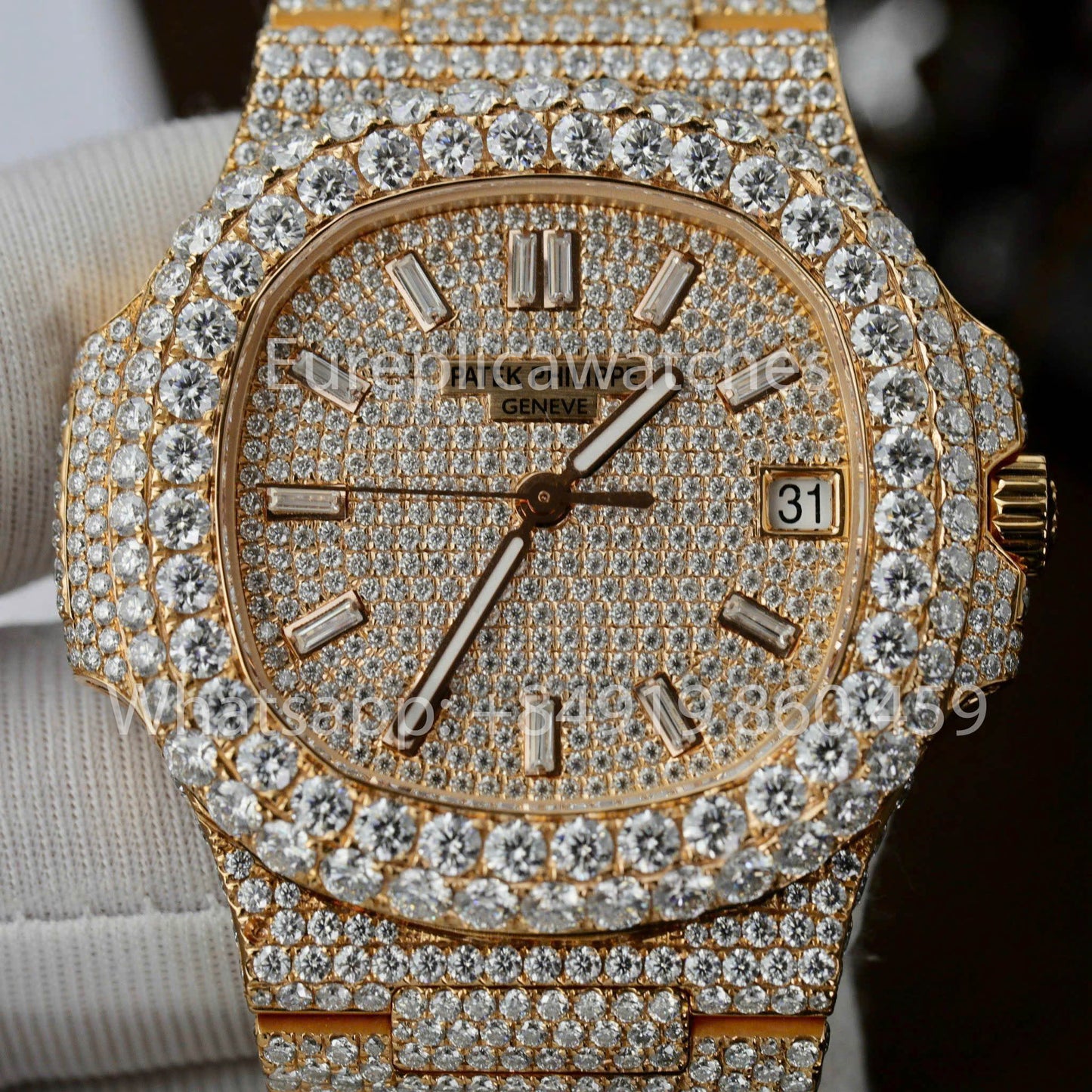 파텍 필립 노틸러스 5711 Full Iced Out – 1:1 Best Clone Moissanite dial