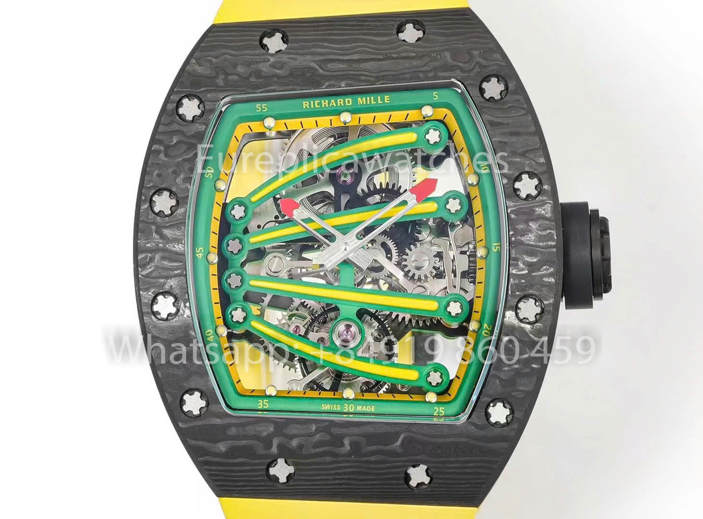 RICHARD MILLE RM59-01 RM5901 NTPT Carbon Case 1:1 Best Clone RM 팩토리 Yellow Strap