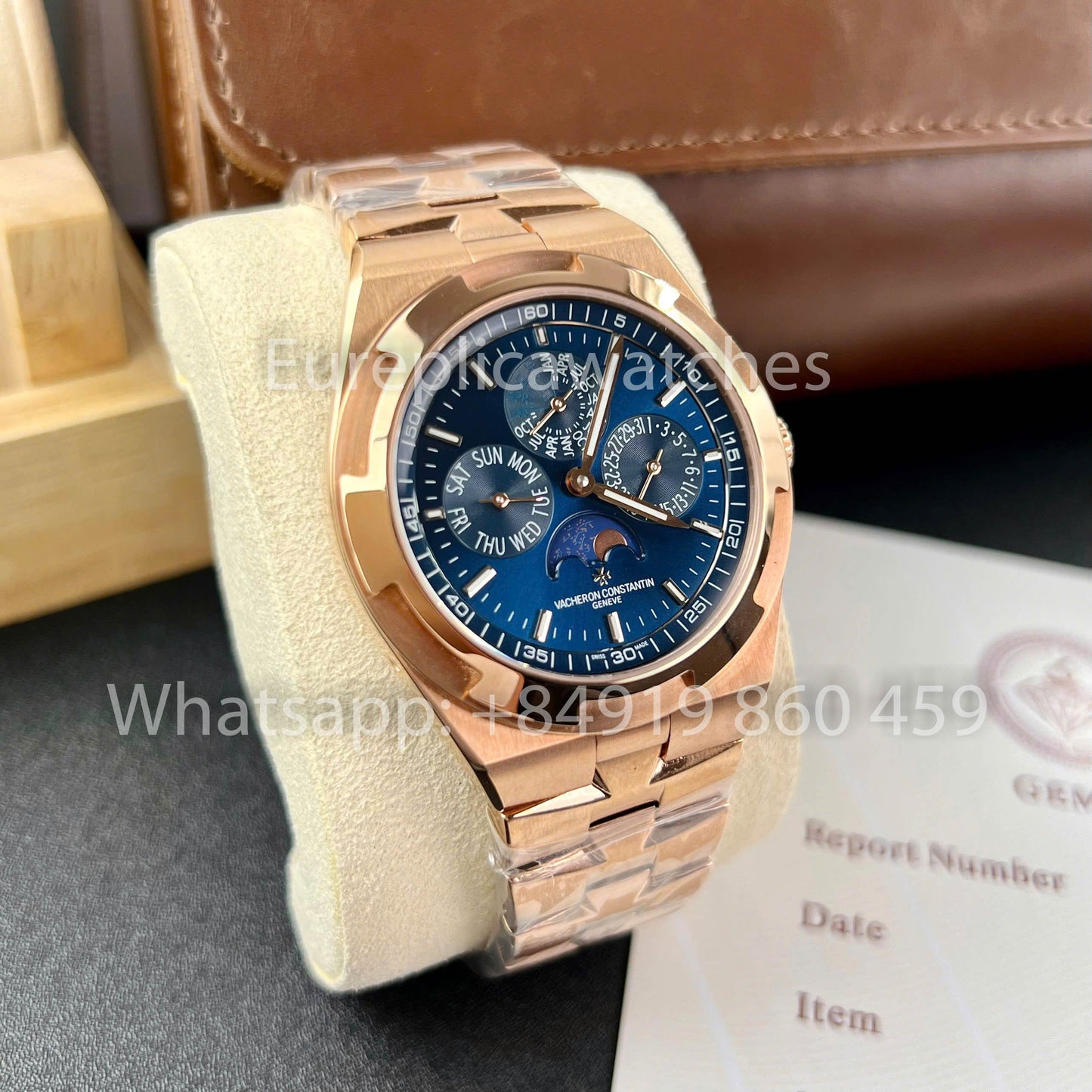 Vacheron Constantin Overseas 4300V/120R-B509 1:1 Best Clone 8F 팩토리 블루 다이얼 로즈 골드