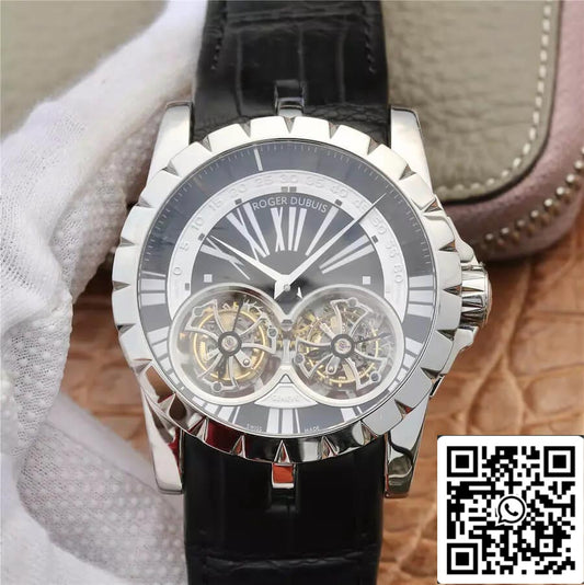 Roger Dubuis Excalibur RDDBEX0291 1:1 Best 에디션 JB 팩토리 투르비용 화이트 Shell 블랙 다이얼