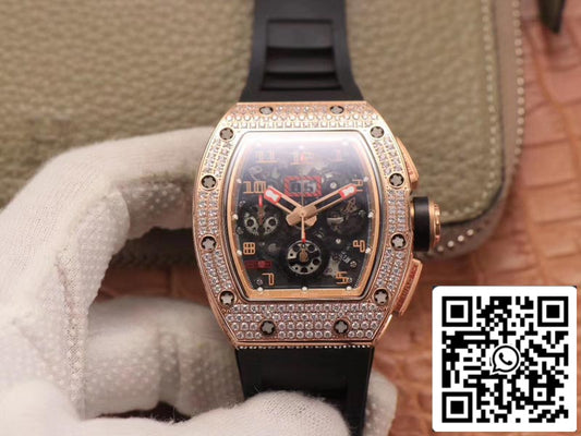 Richard Mille RM011 RG/5423 1:1 Best 에디션 KV 팩토리 로즈 골드 Diamond Swiss Movement
