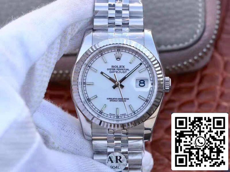 Rolex Datejust 36mm 116234 AR 팩토리 1:1 Best 에디션 Swiss ETA3135 화이트 다이얼