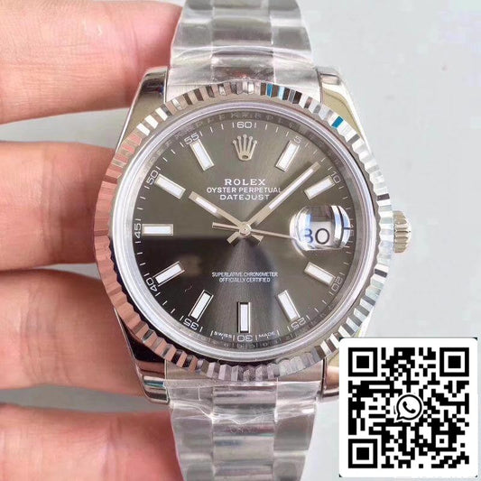 롤렉스 데이트저스트 II M126334-0014 EW 팩토리 1:1 Best 에디션 Swiss ETA3235 Dark Rhodium Dial