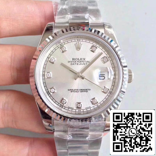 롤렉스 데이트저스트 II 116334-0009 EW 팩토리 1:1 Best 에디션 Swiss ETA2836 Silver Dial Diamond Marker