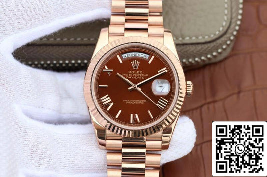 롤렉스 Day-Date 40mm 228235 EW 팩토리 1:1 Best 에디션 Swiss ETA3255 브라운 다이얼
