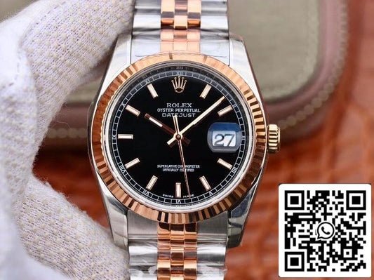 Rolex Datejust 36MM 126201 AR 팩토리 1:1 Best 에디션 Swiss ETA3135 블랙 다이얼