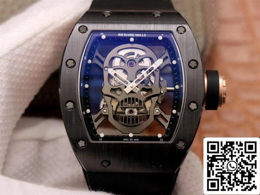 Richard Mille RM052-01 1:1 Best 에디션 ZF 팩토리 블랙 세라믹 그레이 Skull Dial Swiss Movement