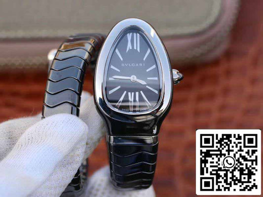 بولغاري سربنتي سبيجا 102735 1:1 أفضل حركة كوارتز سويسرية من الفولاذ BV 팩토리 블랙