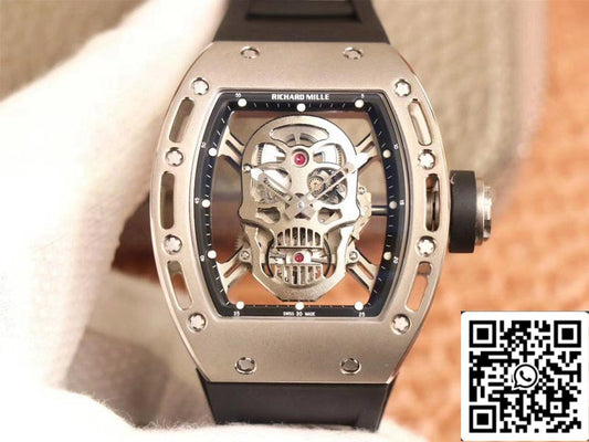 Richard Mille RM052 1:1 Best 에디션 ZF 팩토리 Silver Skull Dial Swiss Movement