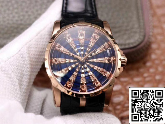 Roger Dubuis Excalibur RDDBEX0684 1:1 Best 에디션 ZZ 팩토리 로즈 골드 블루 다이얼 Swiss ETA9015