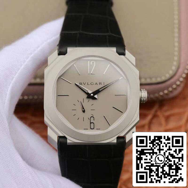 Bvlgari Octo Finissimo Extra Thin 오토매틱 103035 Мужские часы 1:1 Best 에디션 Swiss BVL193 블랙 가죽 스트랩