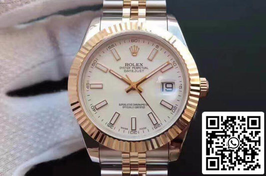 롤렉스 데이트저스트 41 126333-006 화이트 다이얼 1:1 Best 에디션 Swiss ETA2836-2 Gold Wrapped